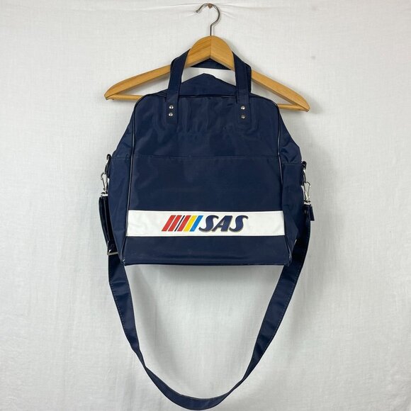 Vintage 70s Scandinavian Airlines Shoulder Bag US Made Weekender Retro Duffle - Picture 1 of 14